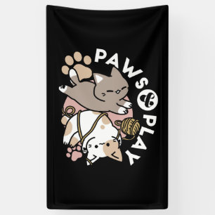 Moeilijk speelse katten ontwerp – Leuke poten en s Spandoek
