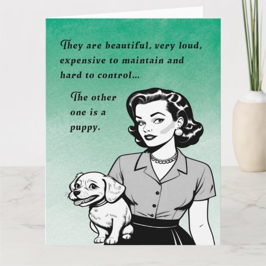 Moeilijk te controleren retro begroeting kaart (Voorkant)