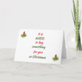 MOEILIJK TE KOPEN VOOR "U" MET KERST FEESTDAGEN KAART (Voorkant)