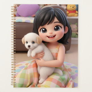 Moeilijk te vertalen 'Cute Chibi Girl Hugging Whit Planner