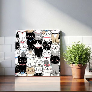 Moeilijk te weerstaan kattenpatroon tegeltje