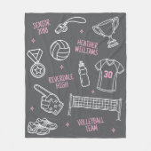 Moeilijk Volleyball Doodle Patroon Aangepaste Teks Fleece Deken (Voorkant)