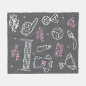 Moeilijk Volleyball Doodle Patroon Aangepaste Teks Fleece Deken (Voorkant (Horizontaal))