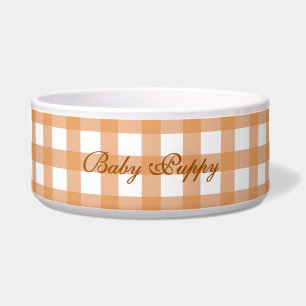 Moeilijk Warm Oranje Gingham Patroon Hond/kat Bak Voerbakje