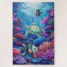 Moeilijk Zee Schildpad Waterverf Koraalrif Oceaan