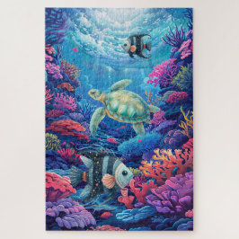 Moeilijk Zee Schildpad Waterverf Koraalrif Oceaan Legpuzzel