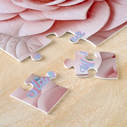 moeilijke 3D roze roos Legpuzzel (Zijkant)