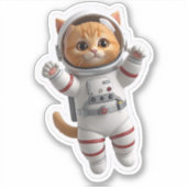 Moeilijke 3D-ruimtevaarderkat Die-Cut Sticker - Ka (Voorkant)