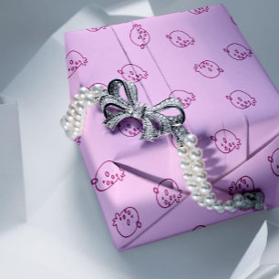Moeilijke Aardbei Doodles – Minimaal Kawaii Patroo Cadeaupapier