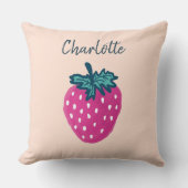 Moeilijke Aardbei Fruit Aangepaste Naam Kussen (Voorkant)