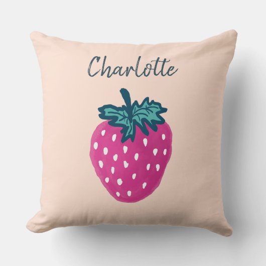 Moeilijke Aardbei Fruit Aangepaste Naam  Kussen (Voorkant)