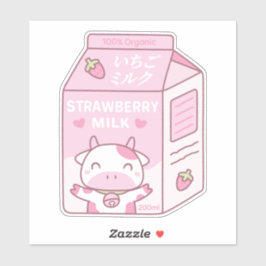Moeilijke aardbei melk kartonnen doos sticker