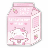 Moeilijke aardbei melk kartonnen doos sticker (Voorkant)