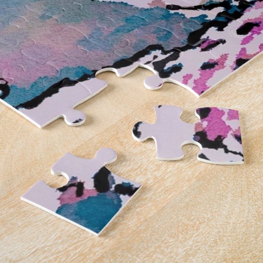 Moeilijke Abstracte roze en groene cactus Puzzle Legpuzzel (Zijkant)