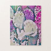 Moeilijke Abstracte roze en groene cactus Puzzle Legpuzzel (Verticaal)