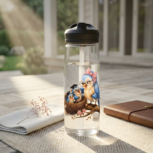 Moeilijke afstudeervogel heldere waterfles