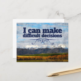 "Moeilijke beslissingen" Motivatie bevestiging Briefkaart