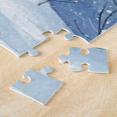 Moeilijke blauwe winter Christmas Village & Gnome Legpuzzel (Zijkant)