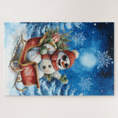 Moeilijke Blauwe Winter Kerstman Legpuzzel (Horizontaal)