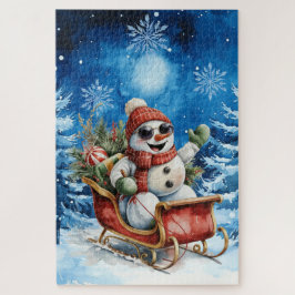 Moeilijke Blauwe Winter Kerstman Legpuzzel