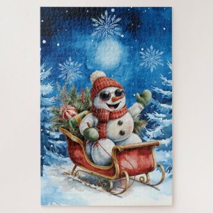 Moeilijke Blauwe Winter Kerstman Legpuzzel