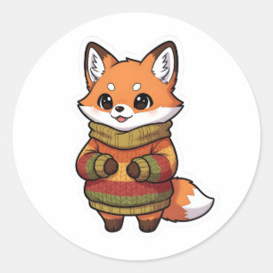 Moeilijke Chibi Vos in Knusse Herfsttrui Sticker