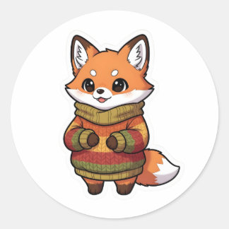 Moeilijke Chibi Vos in Knusse Herfsttrui Sticker