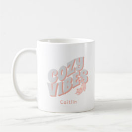 Moeilijke 'Cozy Vibes' Pastel Kat Gepersonaliseerd Koffiemok