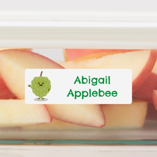 Moeilijke custardappel cherimoya cartoon gepersona labels (Aangebracht)