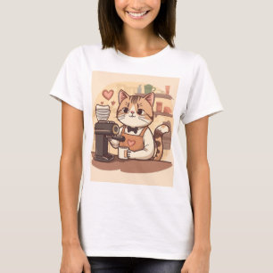 Moeilijke Fun Barista Kat met Coffee T-shirt