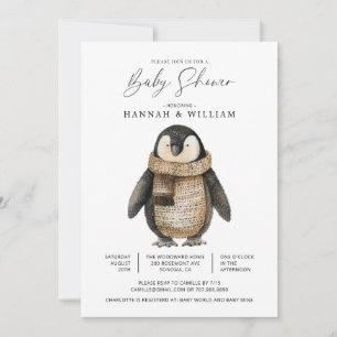 Moeilijke Gebreide Pinguïn Baby Shower Kaart