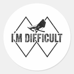 Moeilijke grappige ski sneeuw skiër skiën downhill ronde sticker