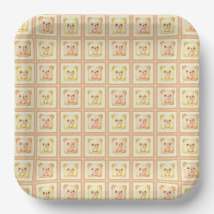 Moeilijke honing patchwork cookie teddybeer papieren bordje