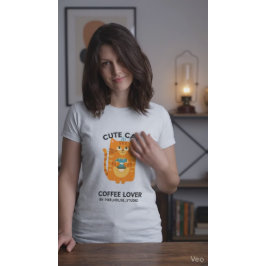 Moeilijke Kattenkoffieliefhebber Kawaii Illustrati T-shirt