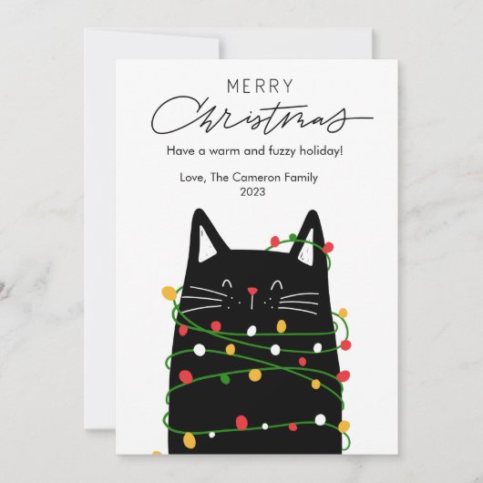 Moeilijke Kattenlichtjes Huisdierliefhebber Kerst  Feestdagenkaart (Voorkant)