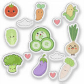 Moeilijke Kawaii Groente Stickers (Voorkant)