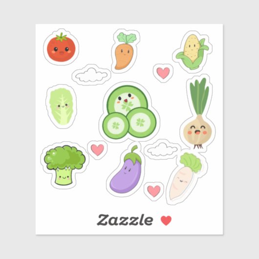 Moeilijke Kawaii Groente Stickers (Vel)