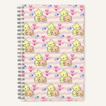 Moeilijke Kawaii Kittens Patronen Roze Spiraal Not