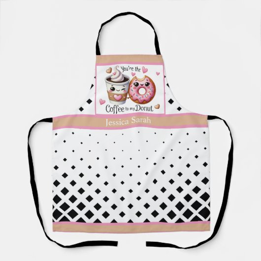 Moeilijke Kawaii Koffie en Donuts Schort (Voorkant)