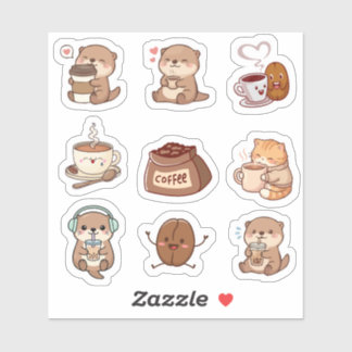 Moeilijke Kawaii Koffie Otter Sticker Vel