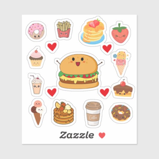 Moeilijke Kawaii Voedsel Stickers (Vel)
