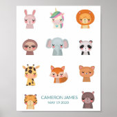 Moeilijke Kawaii Zen Dieren Illustratie Gepersonal Poster (Voorkant)