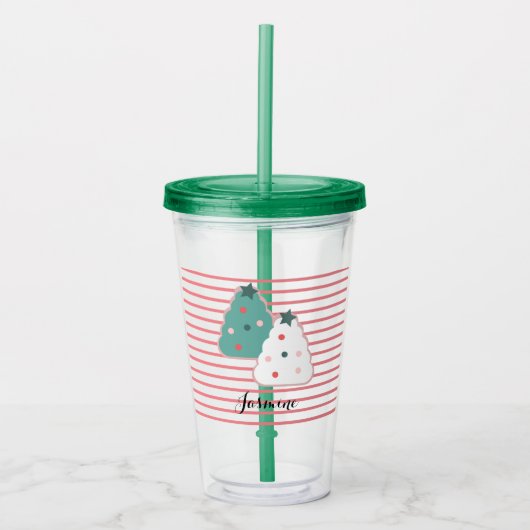 Moeilijke Kerstboomkoekjes Aangepaste Monogram Acryl Drinkbeker (Voorkant)