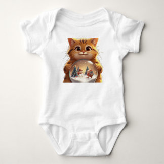Moeilijke Kerstkat Sneeuwbol Baby Jersey Bodysuit