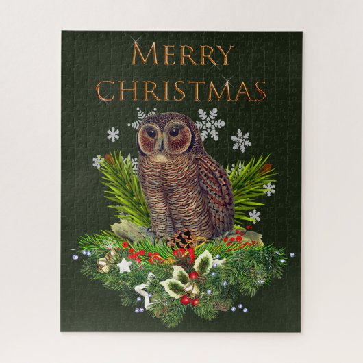 Moeilijke Kerstuil met Kerstgroen Legpuzzel (Verticaal)