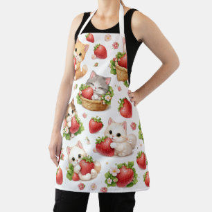 Moeilijke Kittens en Aardbeien Keuken Schort