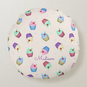 Moeilijke Kleurrijke Cupcakes Rond Kussen