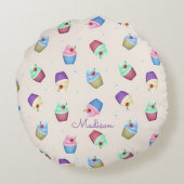 Moeilijke Kleurrijke Cupcakes Rond Kussen (Achterkant)