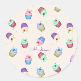Moeilijke Kleurrijke Cupcakes Ronde Sticker