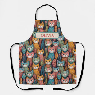 Moeilijke Kleurrijke Whimsical Kittens Patroon Schort